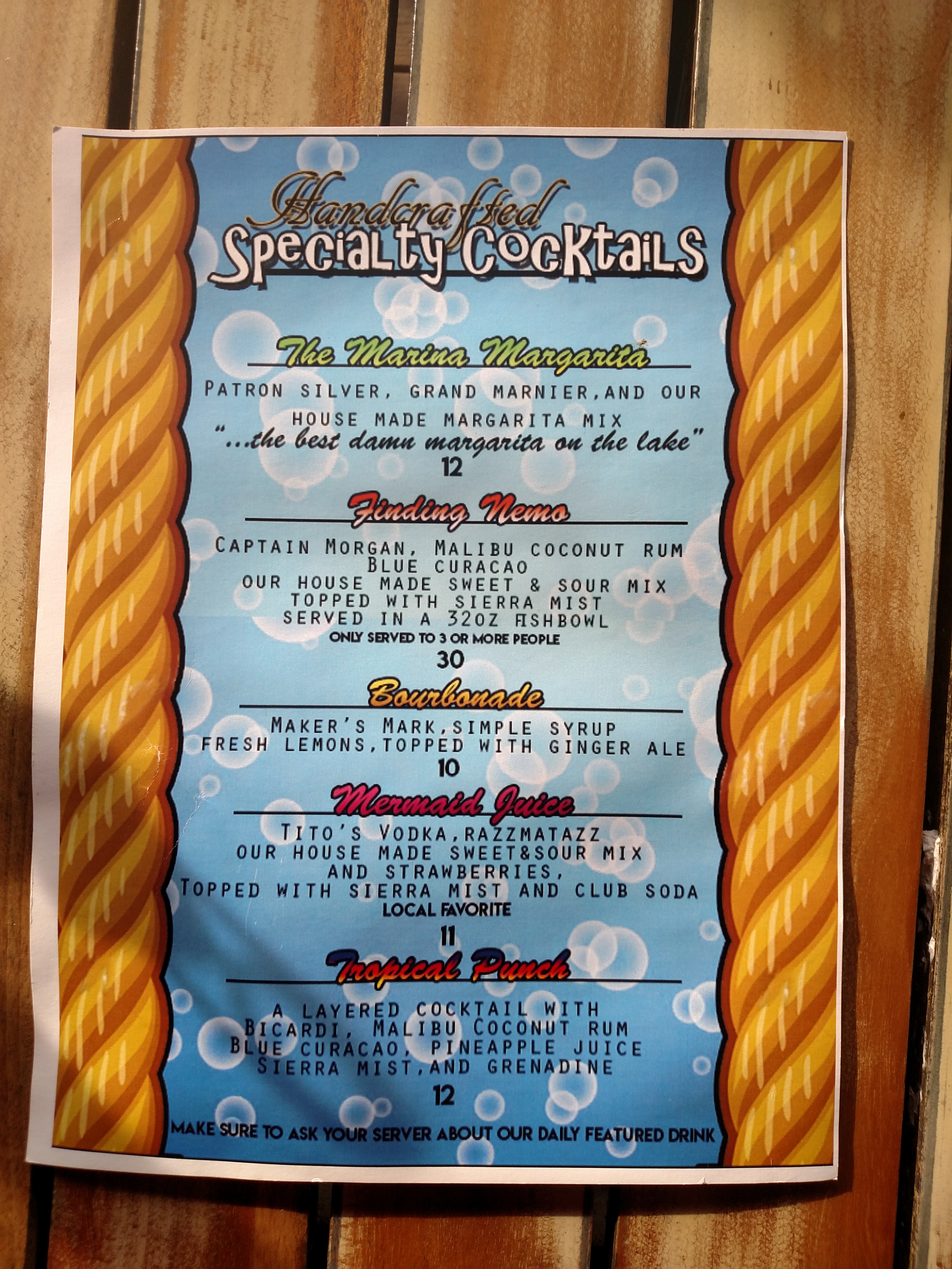 Drink Menu Back